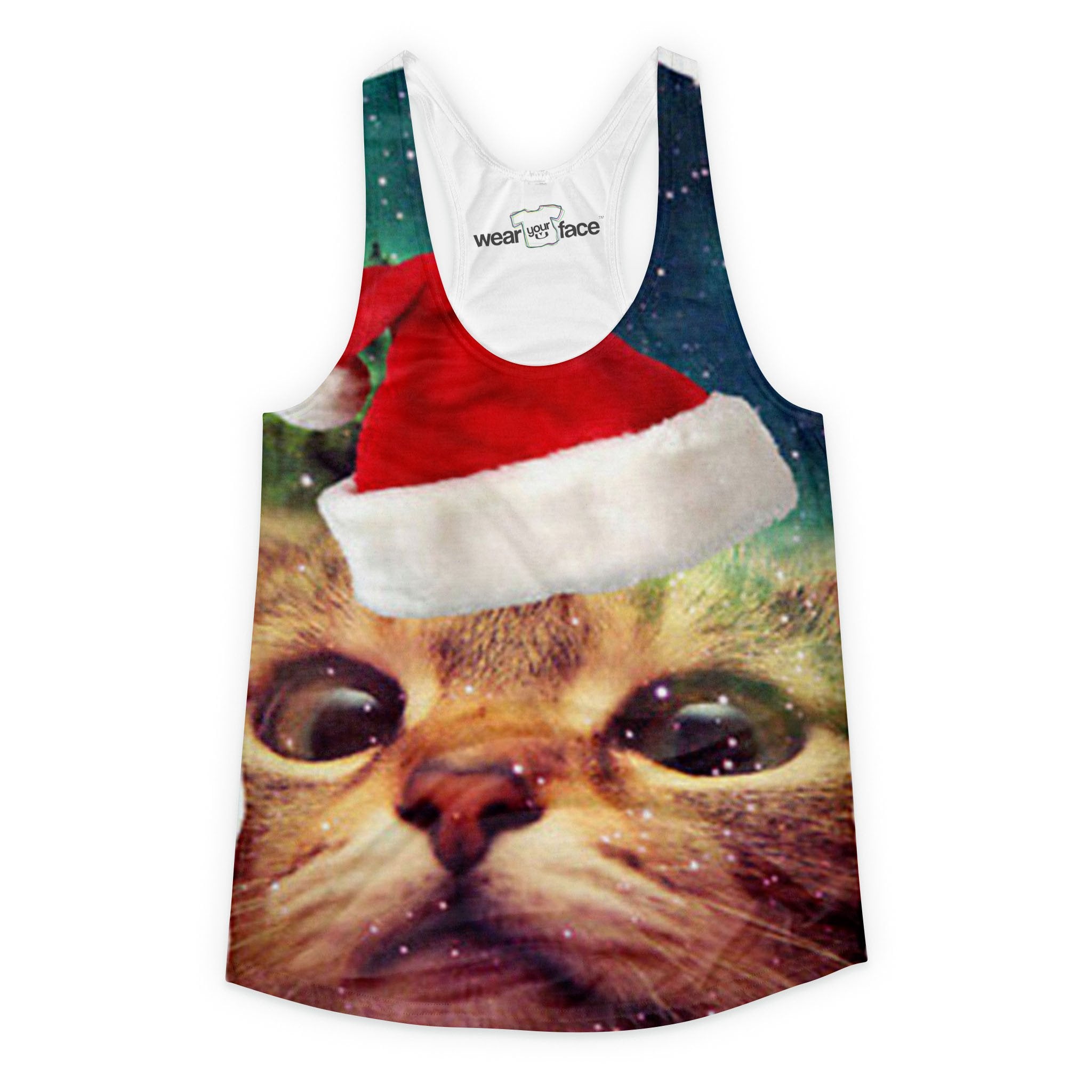 Christmas Cat Takes a Selfie Girls Tank
