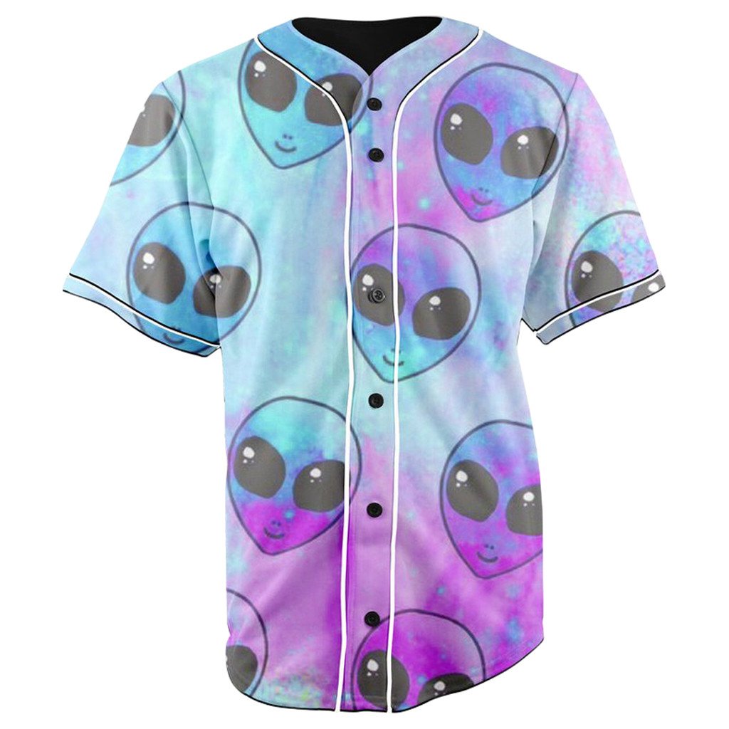 Alien Vibes Tie Dye Button Up Baseball Jersey
