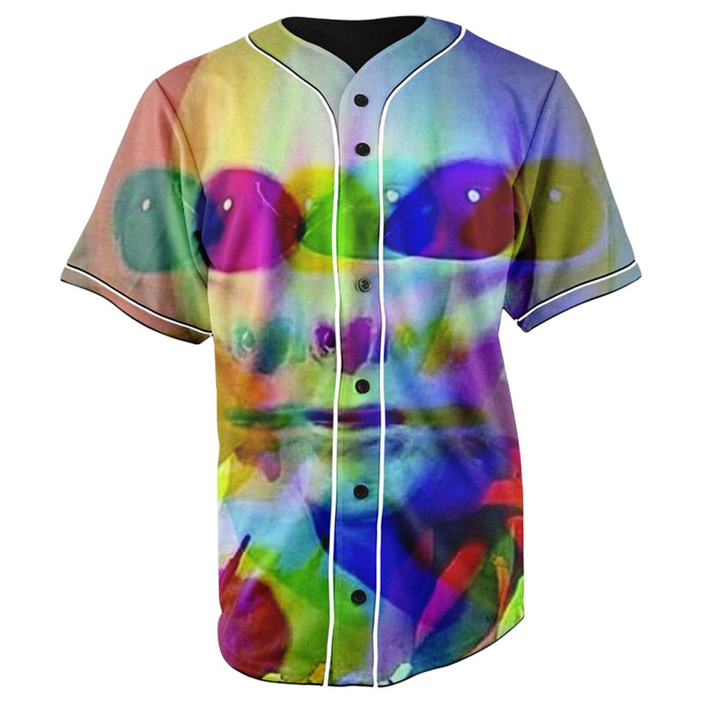Trippy Alien Blue Button Up Baseball Jersey