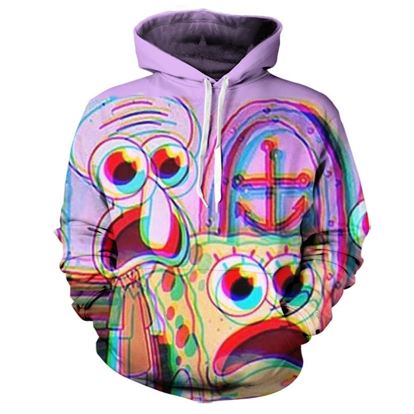 Spongebob Squarepants & Squidward Tentacles Trippy Hoodie