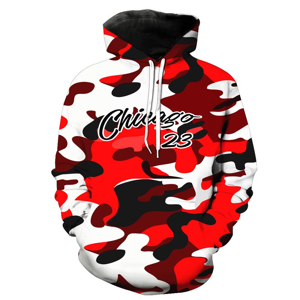 Michael Jordan Chicago Bulls 23 Red Camouflage Hoodie