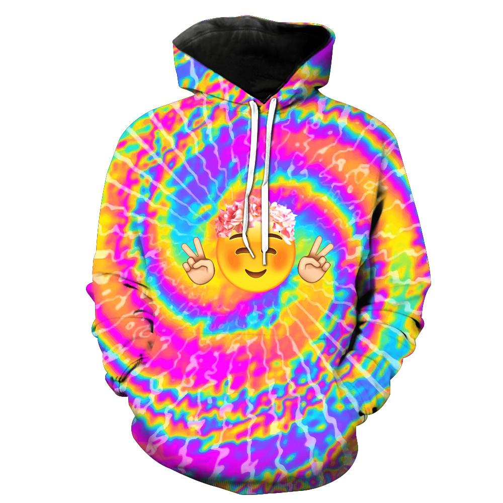Hippy Life & Pot Head Emoji's Tie Dye Hoodie