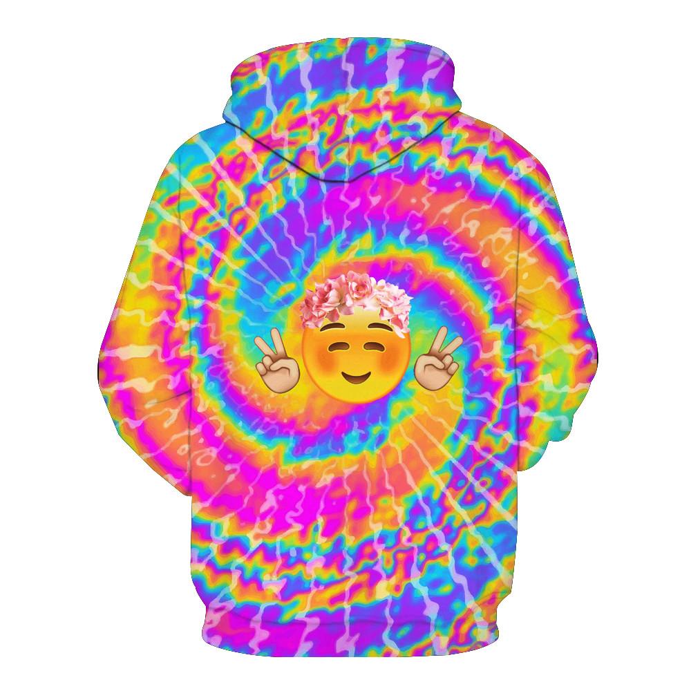 Hippy Life & Pot Head Emoji's Tie Dye Hoodie