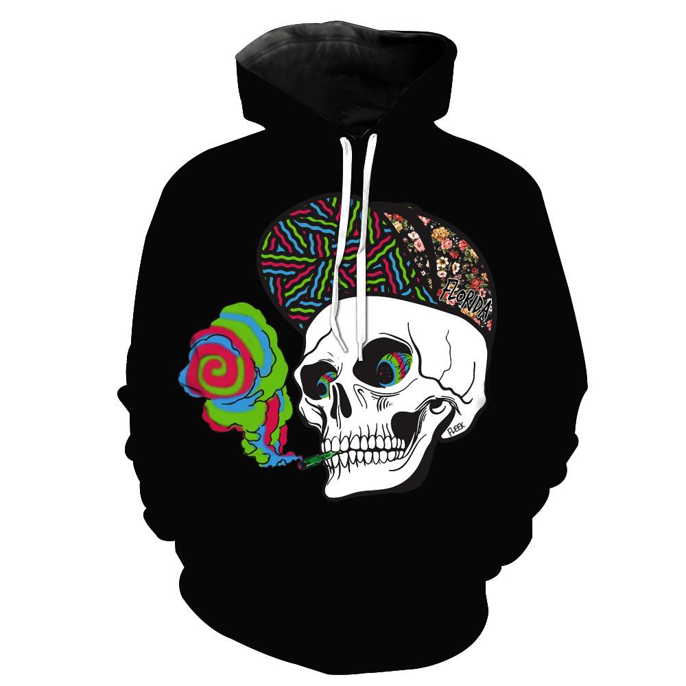 Smoking Hipster Skull Hoodie