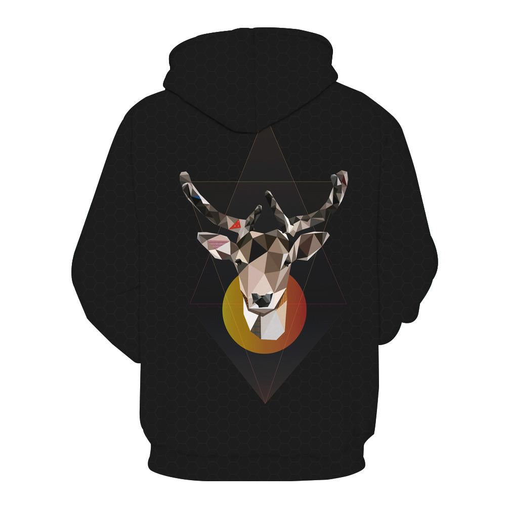 Geometric Deer Head Hoodie
