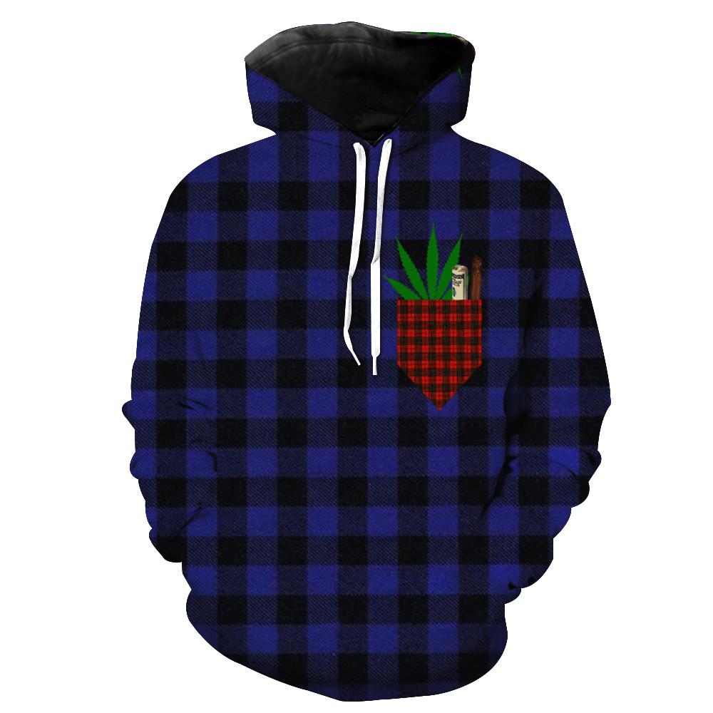 Pot Head Plaid Blue Hoodie