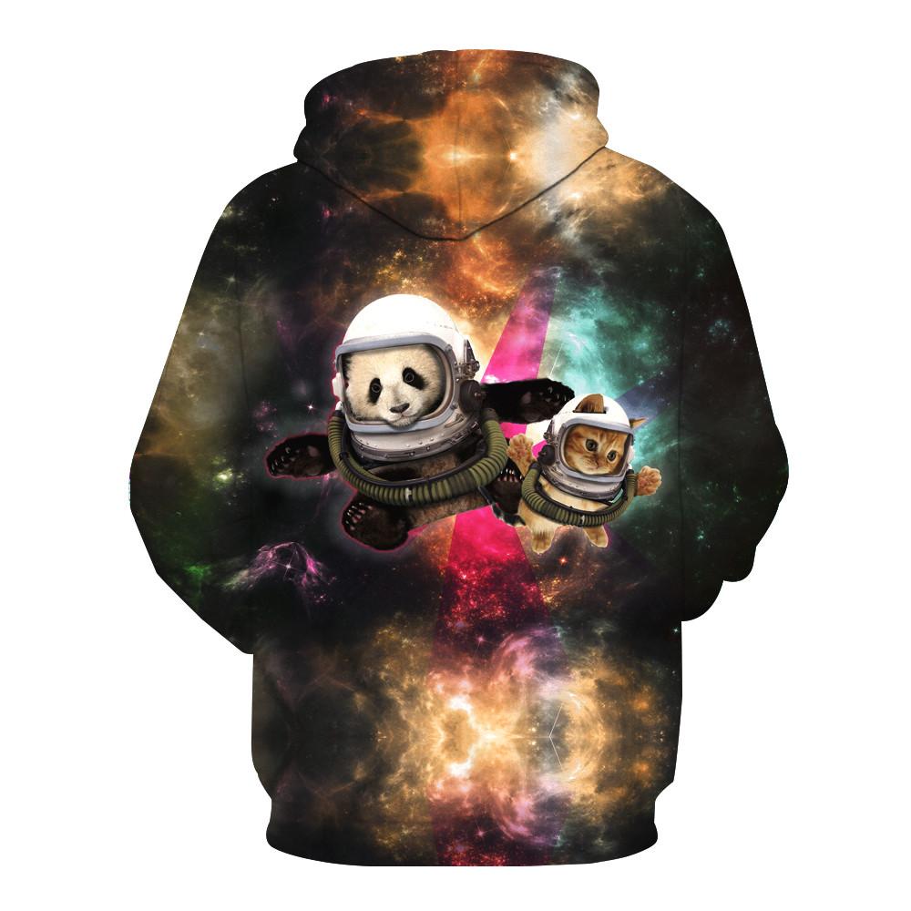 Astronaut Cat and Panda In Space Hoodie