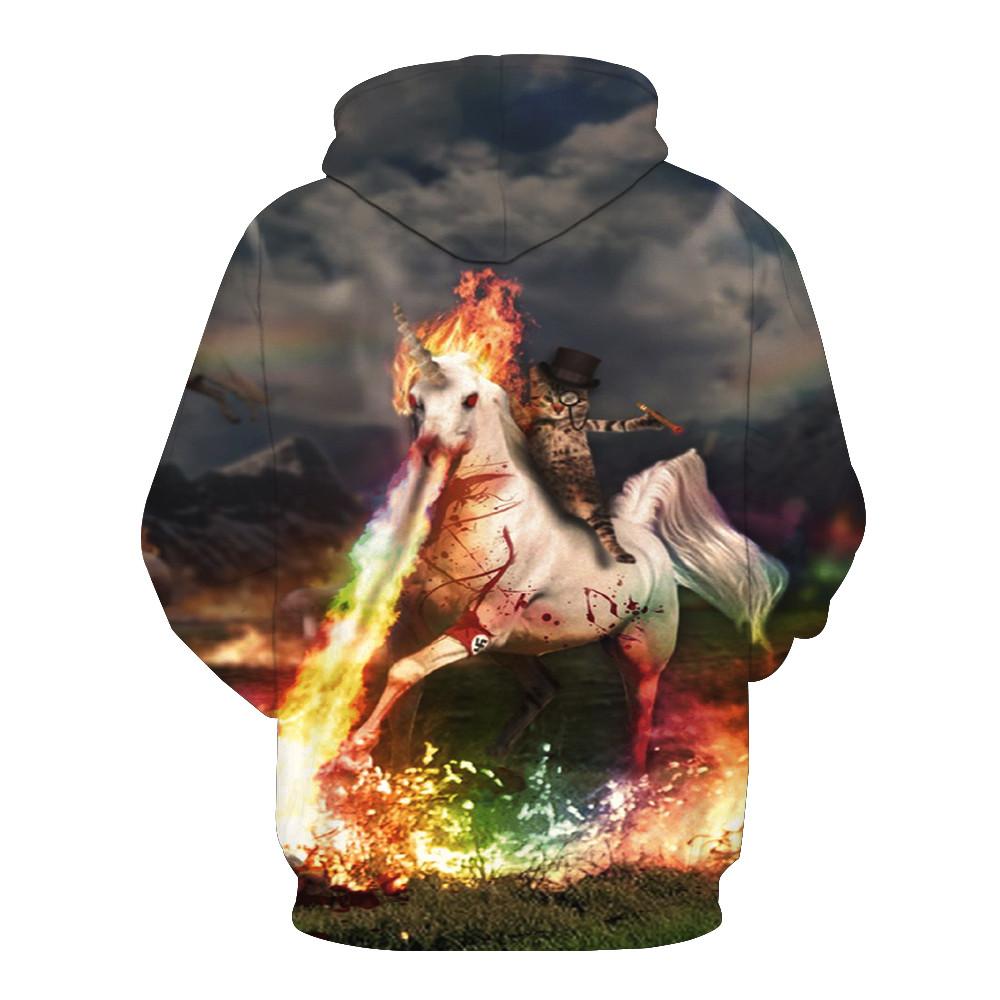 Cat Riding Unicorn Warrior Hoodie