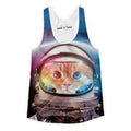 Cat Damon Astronaut Girls Tank