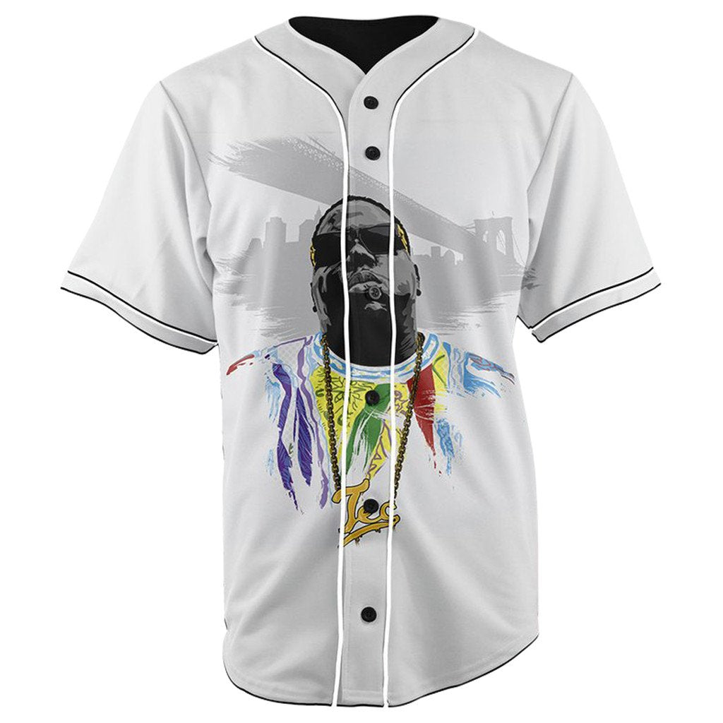 The Notorious B.I.G. White Button Up Baseball Jersey