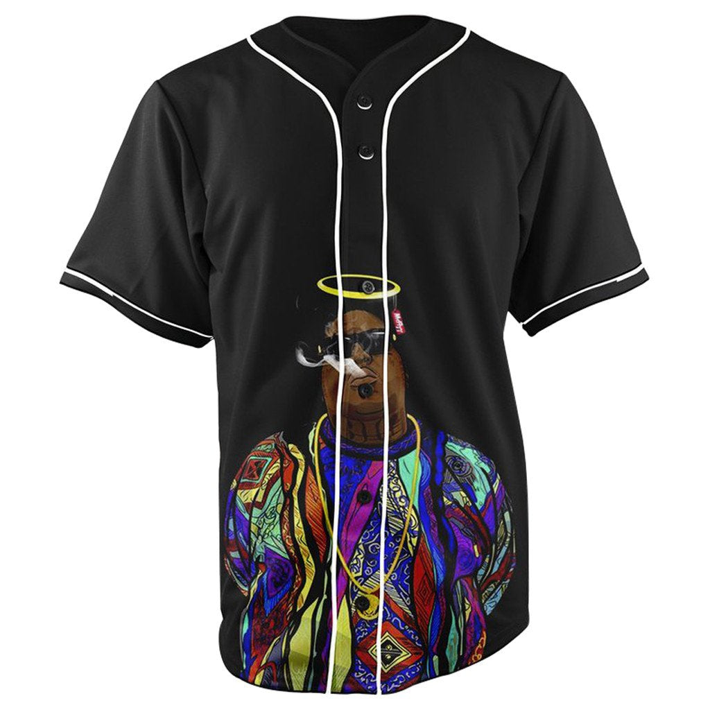 The Notorious Angel B.I.G. Black Button Up Baseball Jersey