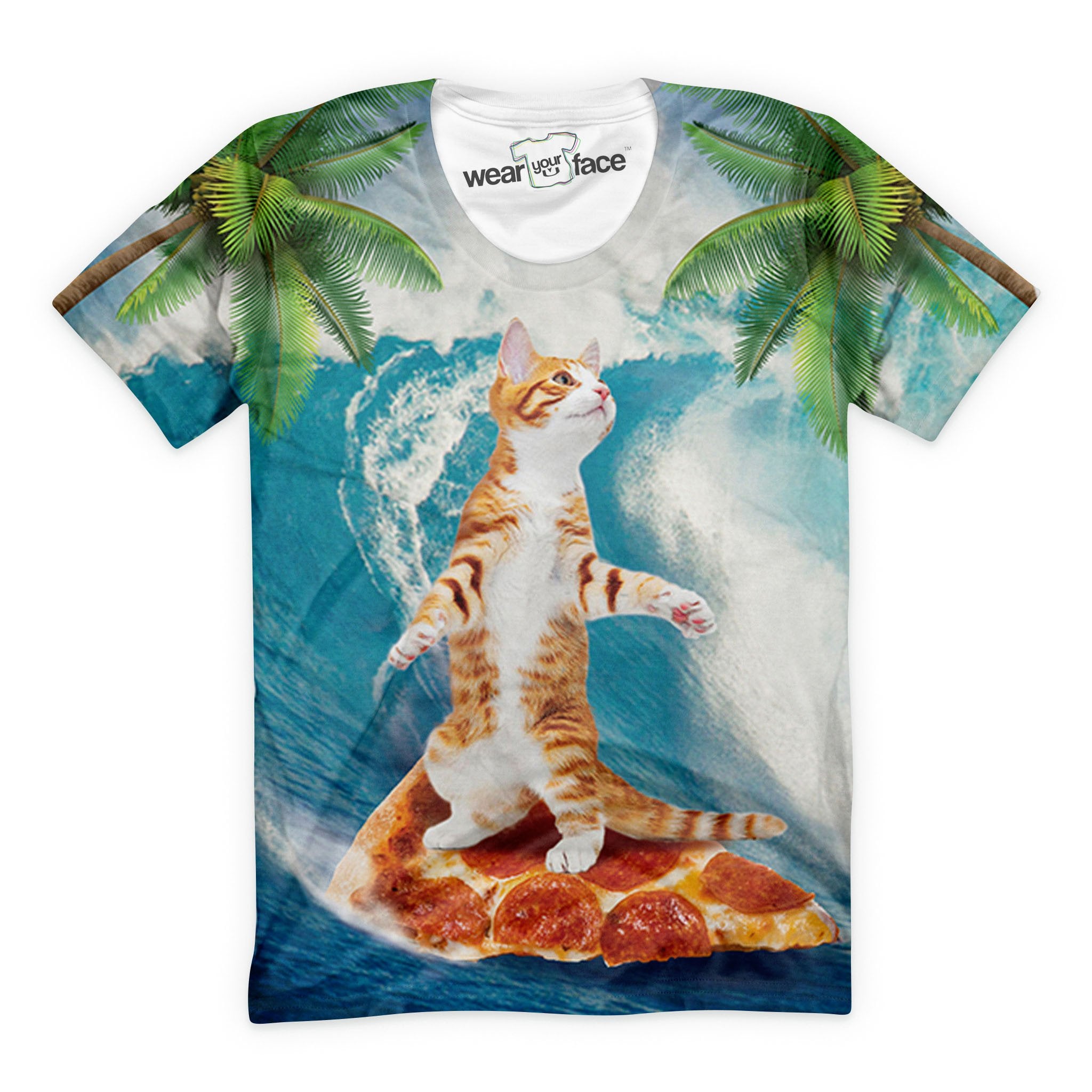Pizza Surfing Cat T-Shirt