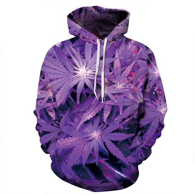 Purple Weed Leaf Collage Hoodie
