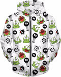 OmNom & Spider Pattern Zip-Up Hoodie