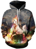 Knight Cat and Unicorn Colourful Flames