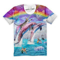Cat Riding Dolphins Into The Sea T-Shirt