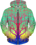 Green Star Trip Tree  Zip-Up Hoodie