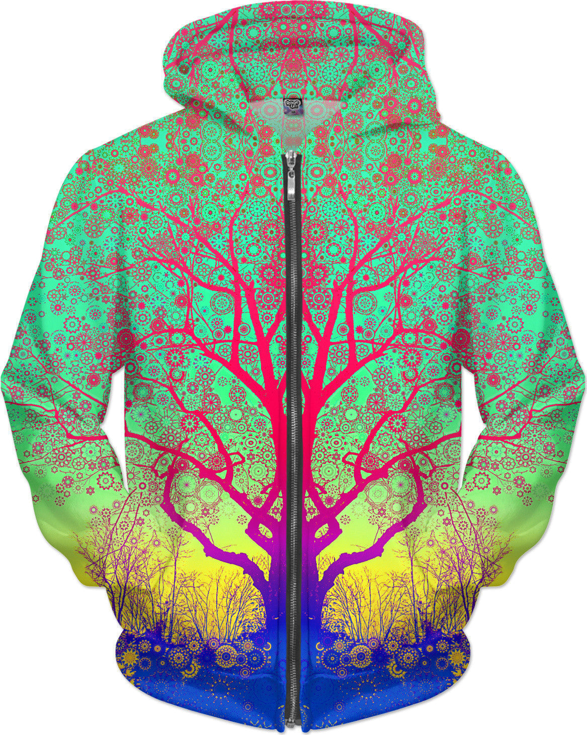 Green Star Trip Tree  Zip-Up Hoodie