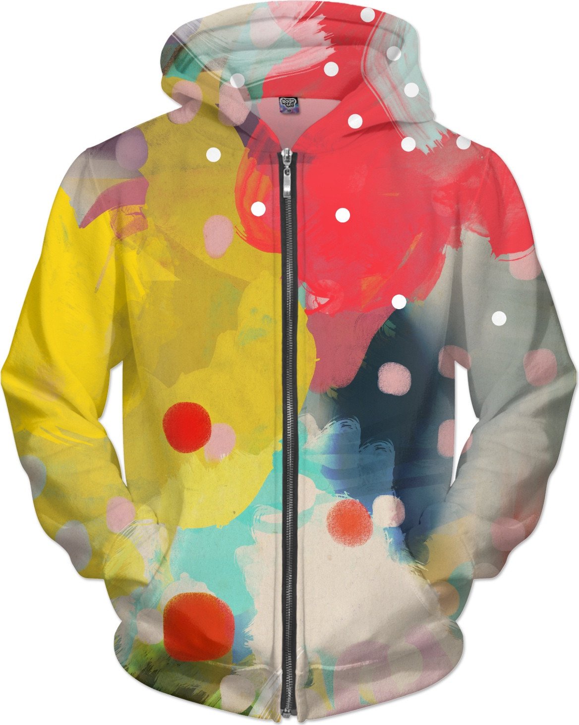 Ruth Fitta Schulz  -  Abstract Pink Yellow Orange White Polka Dots Hoodie