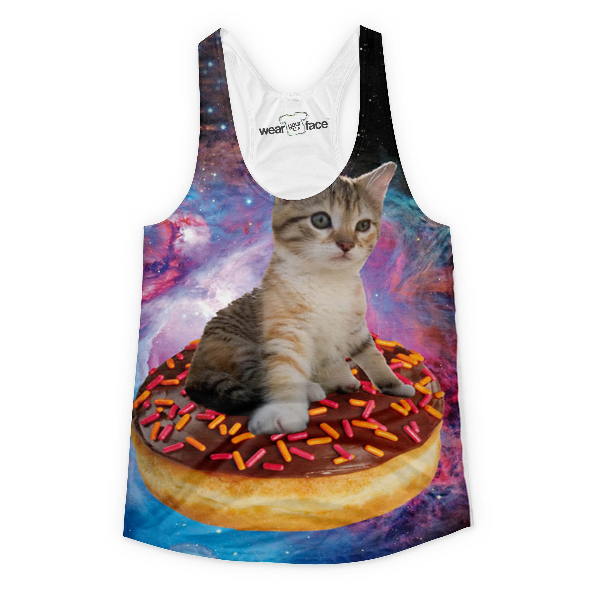 Cat Riding A Doughnut Through Space Girls Tank