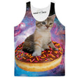 Cat Riding A Doughnut Through Space Tank