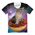 Cat Riding A Doughnut Through Space T-Shirt