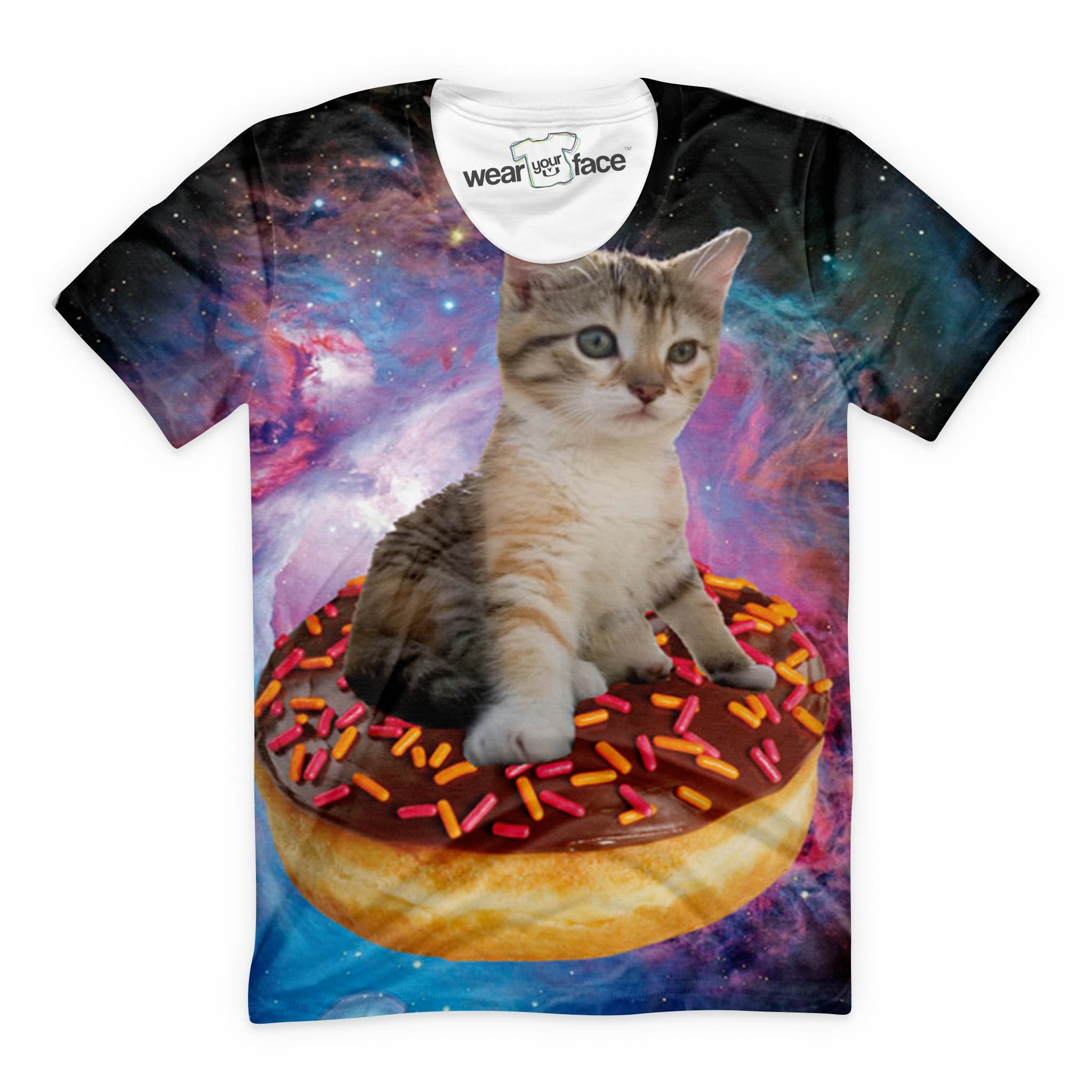 Cat Riding A Doughnut Through Space T-Shirt