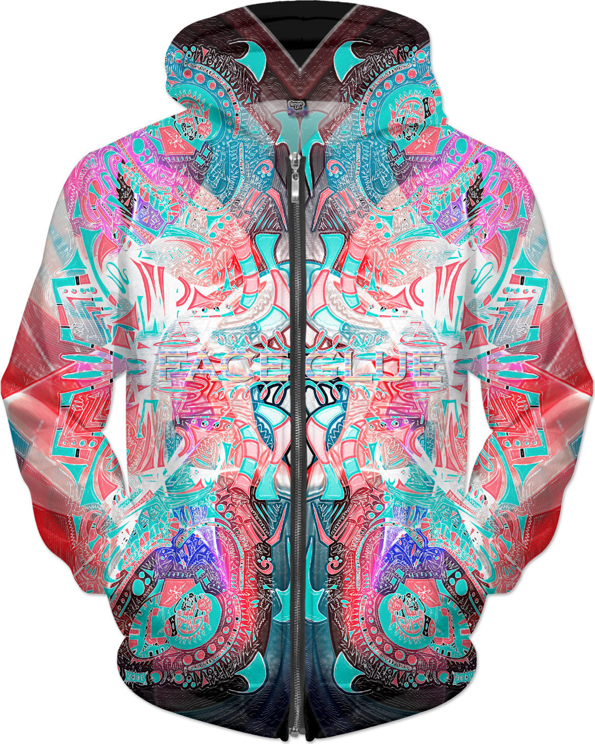 White Hyperdimensional Face Glue Hoodie