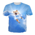 happy dog in the cloud