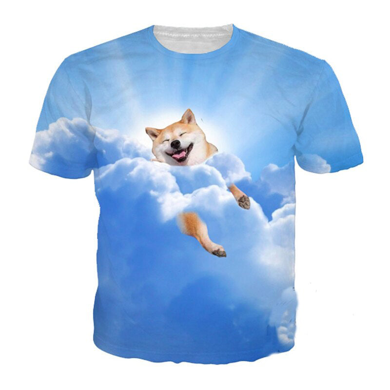 happy dog in the cloud