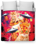 Bacon Pizza Space Cat Duvet Cover