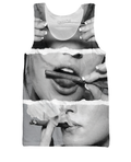 Girl Rolling a Blunt Black and White Tank Top