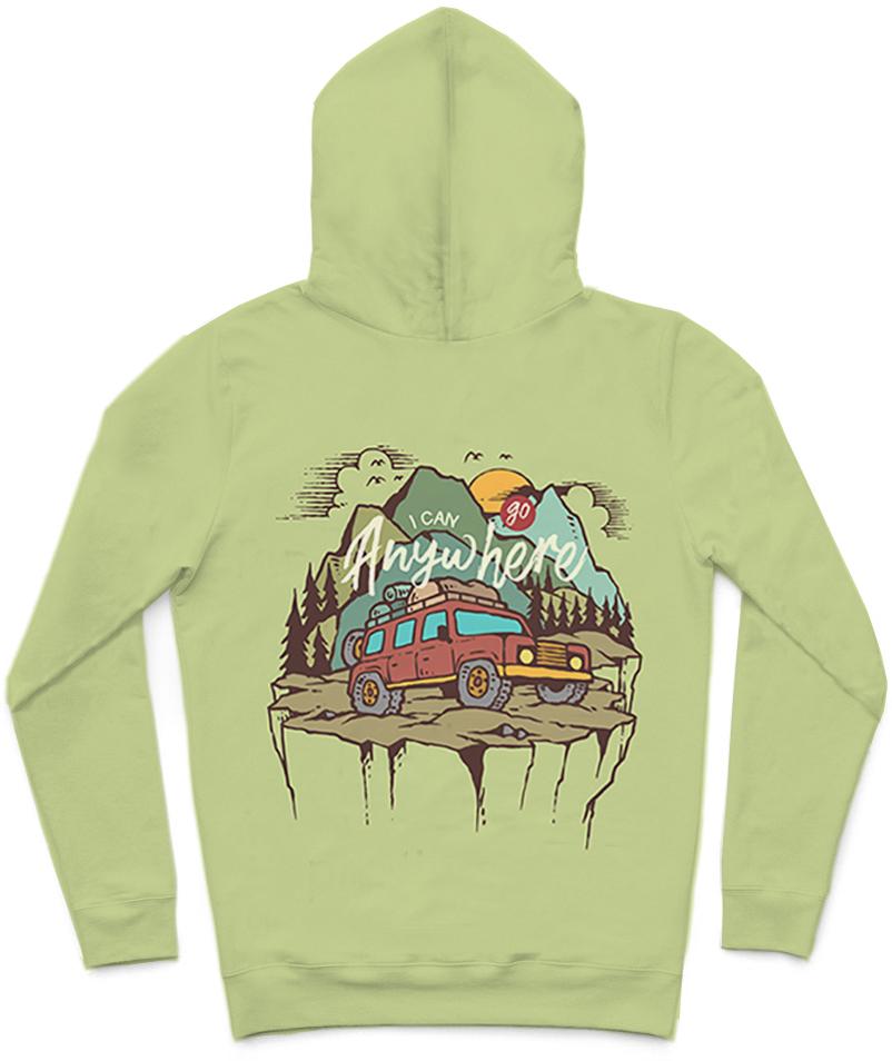 I Can Go Anywhere Trendy All-Over Print Solid Caper Hoodie
