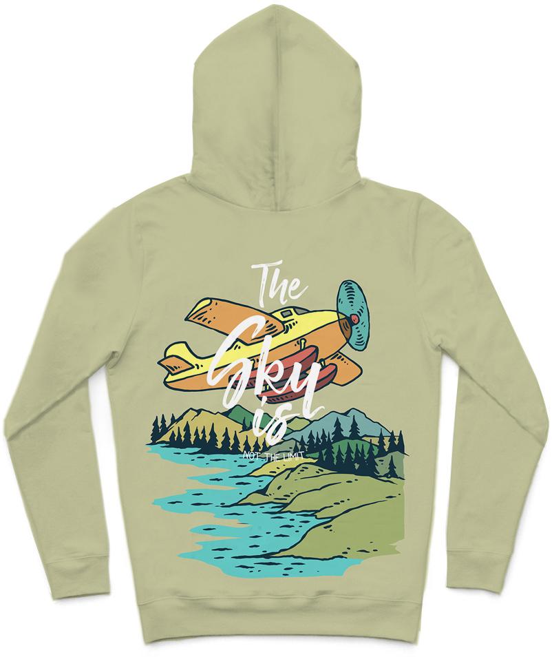 The Sky Is Not The Limit Trendy All-Over Print Solid Coriander Hoodie