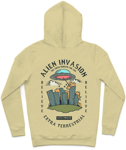 Alien Invasion Trendy All-Over Print Solid Yuma Hoodie