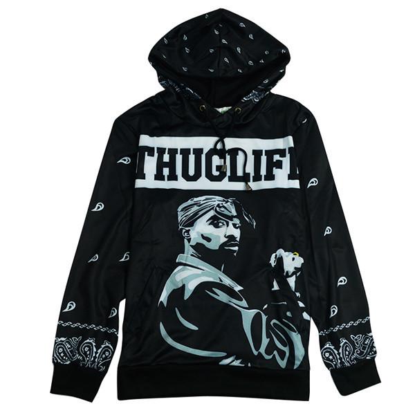 Thug Life All Over Print 2pac Tupac Shakur Makaveli Black Hoodie