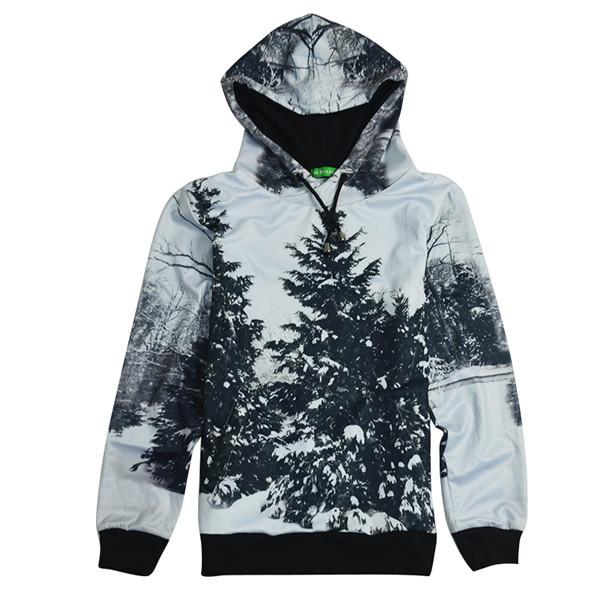 Snow Days All Over Print Snowy Forest Snowed Out Woods Black & White Hoodie