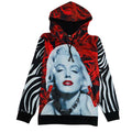 Marilyn Monroe All Over Print Red Roses Zebra Print Red Black & White Hoodie