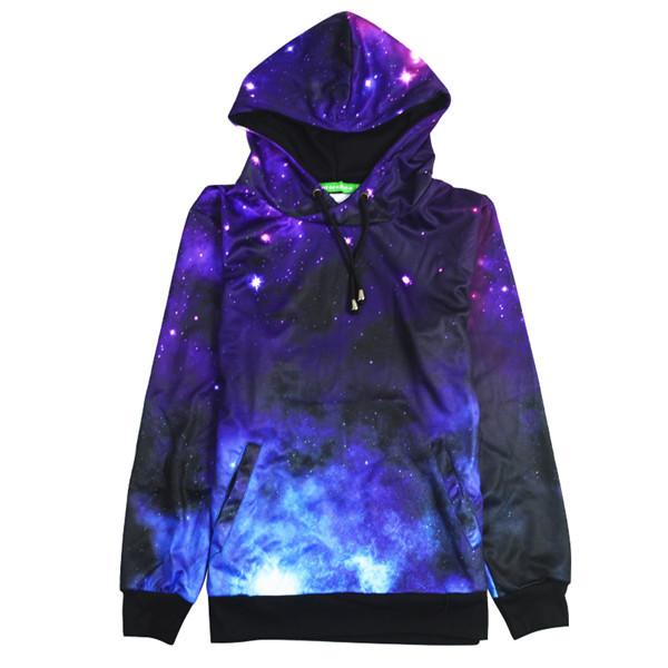 Stars In The Sky All Over Print Space Galaxy Universe Dark Blue & Purple Hoodie