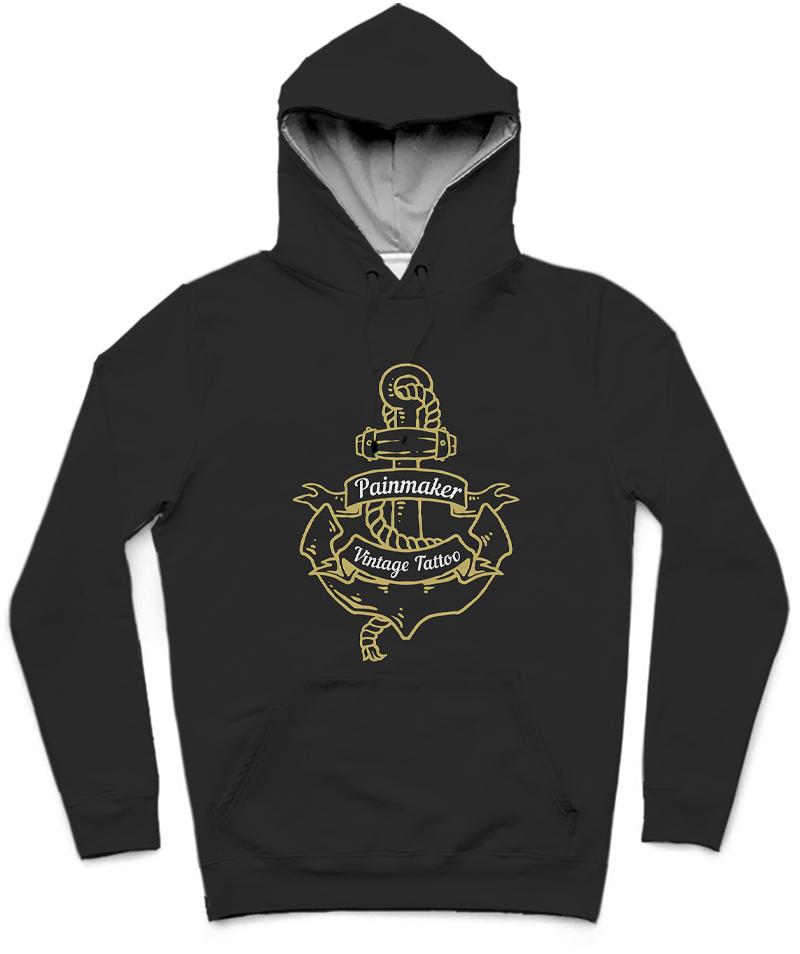 Painmaker Trendy All-Over Print Solid Nero Hoodie