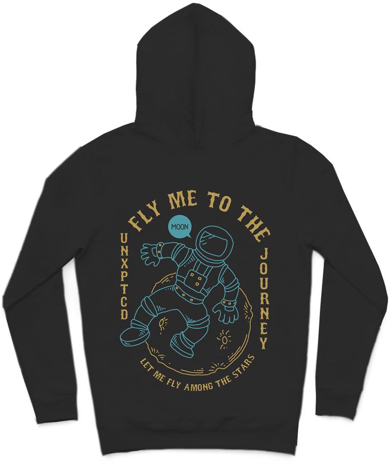 Fly Me To The Moon Trendy All-Over Print Solid Nero Hoodie