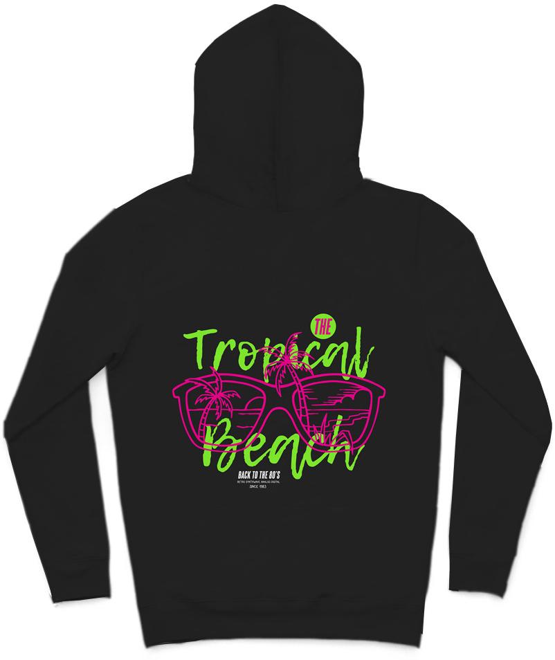The Tropical Beach Trendy All-Over Print Solid Nero Hoodie