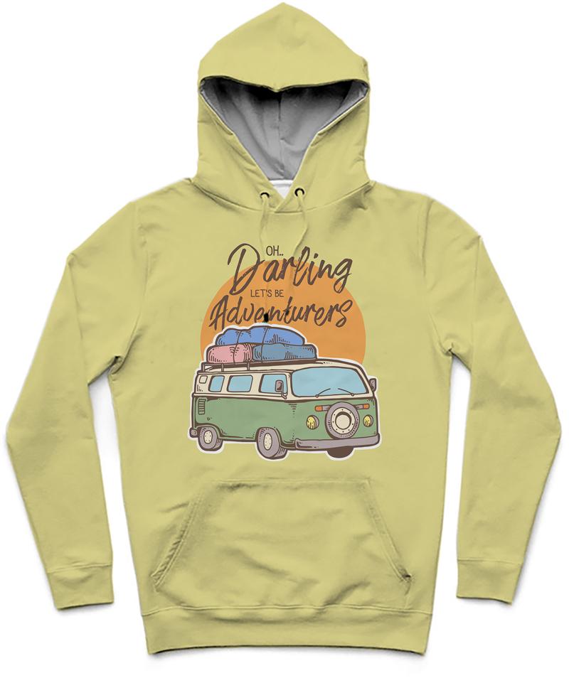 Let's Be Adventurers Trendy All-Over Print Solid Winter Hazel Hoodie