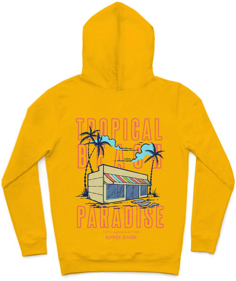 Tropical Beach Paradise Trendy All-Over Print Solid Orange Hoodie