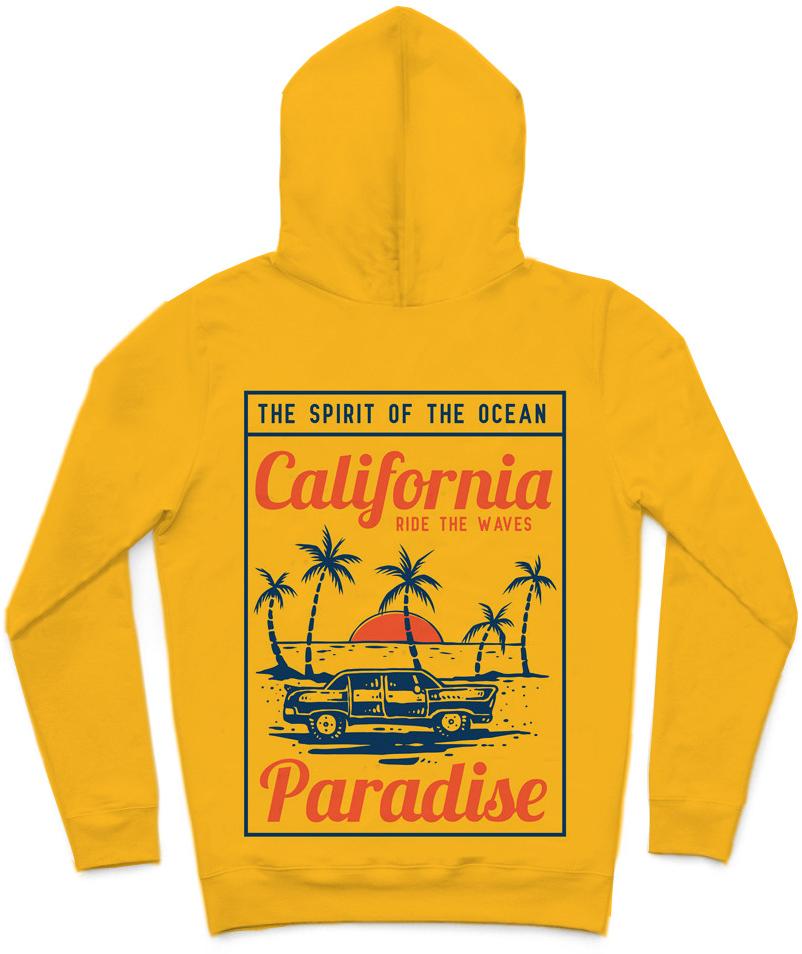 California Paradise Trendy All-Over Print Solid Gold Tips Hoodie