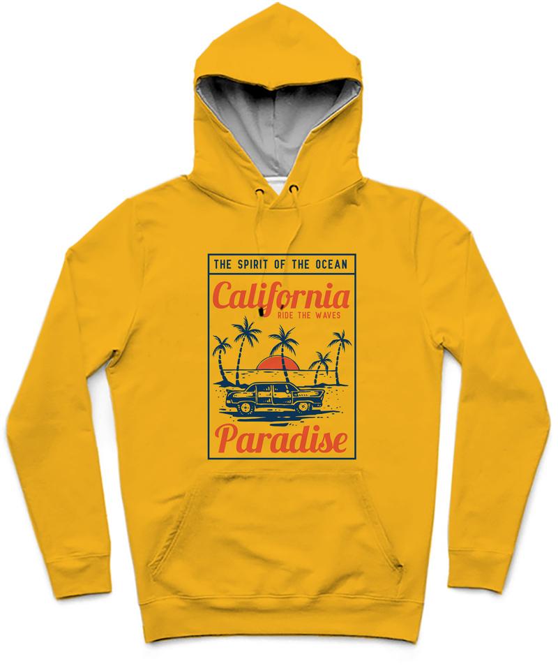 California Paradise Trendy All-Over Print Solid Gold Tips Hoodie