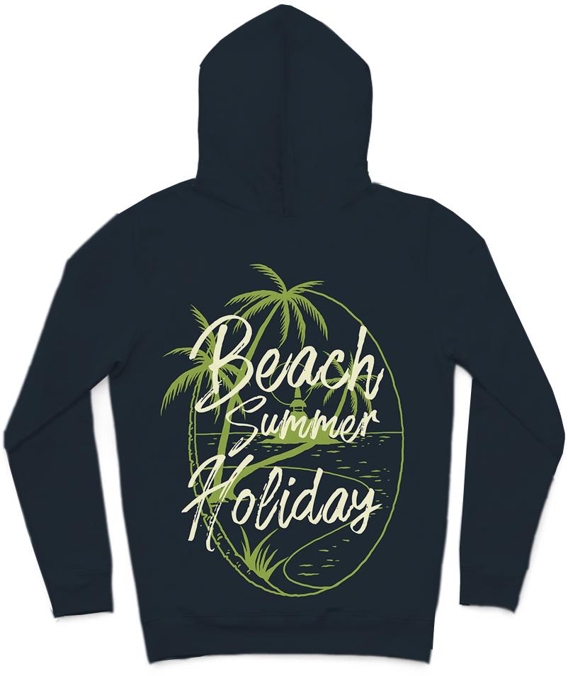 Beach Summer Holiday Trendy All-Over Print Solid Black Pearl Hoodie