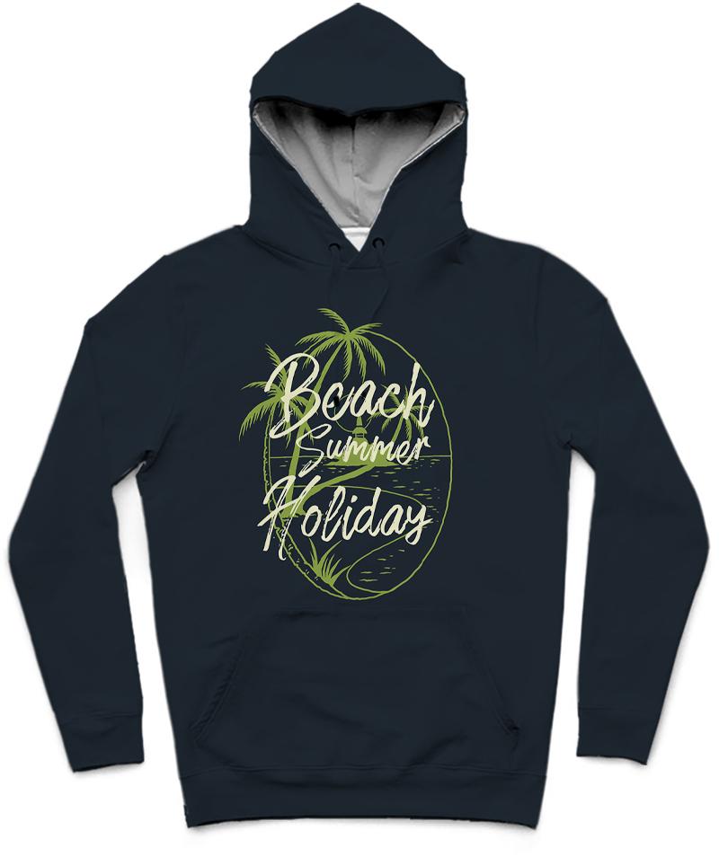 Beach Summer Holiday Trendy All-Over Print Solid Black Pearl Hoodie