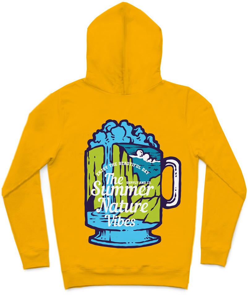 The Summer Nature Trendy All-Over Print Solid Orange Hoodie