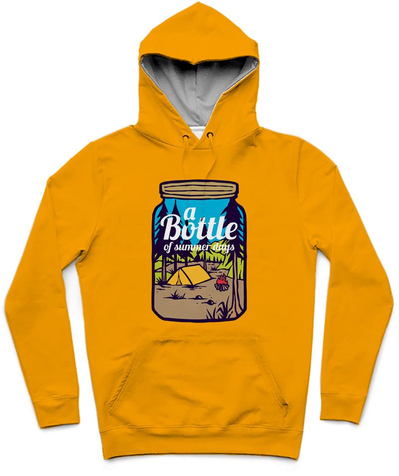 Bottle Of Summer Trendy All-Over Print Solid Tangerine Hoodie